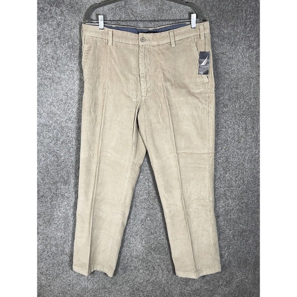 Nautica‎ Dansforth Flat Front Corduroy Pants Mens Size 36x30 Classic Fit Beige - Picture 1 of 13
